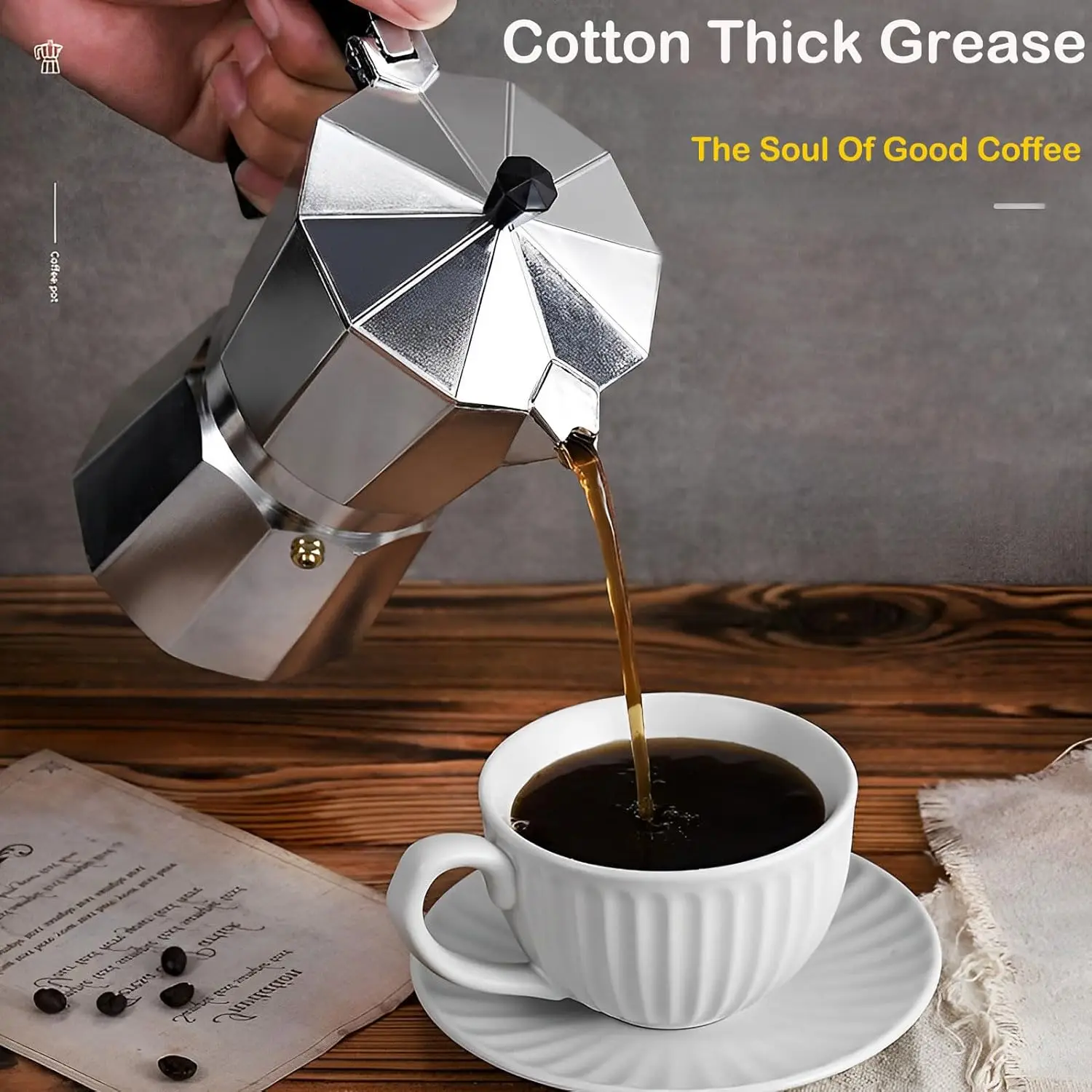 Italian Espresso Coffee Maker Aluminum Moka Pot Modern Classic Style Stovetop Kettle Custom