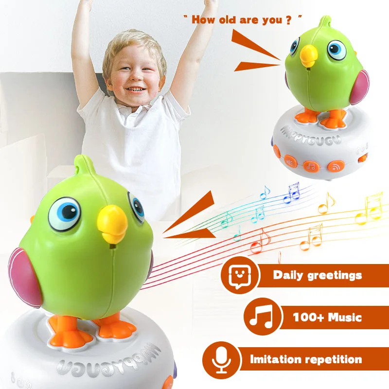 Electronic Talking Bird Watch Bird Whistle Animal Wrist Cartoon Watch with Music and Lights Educational Recordable Toys