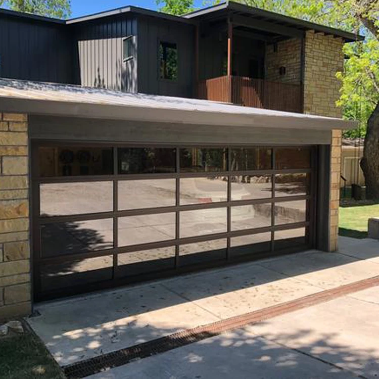 Double Frameless Mirror Glass Carriage House Garage Door