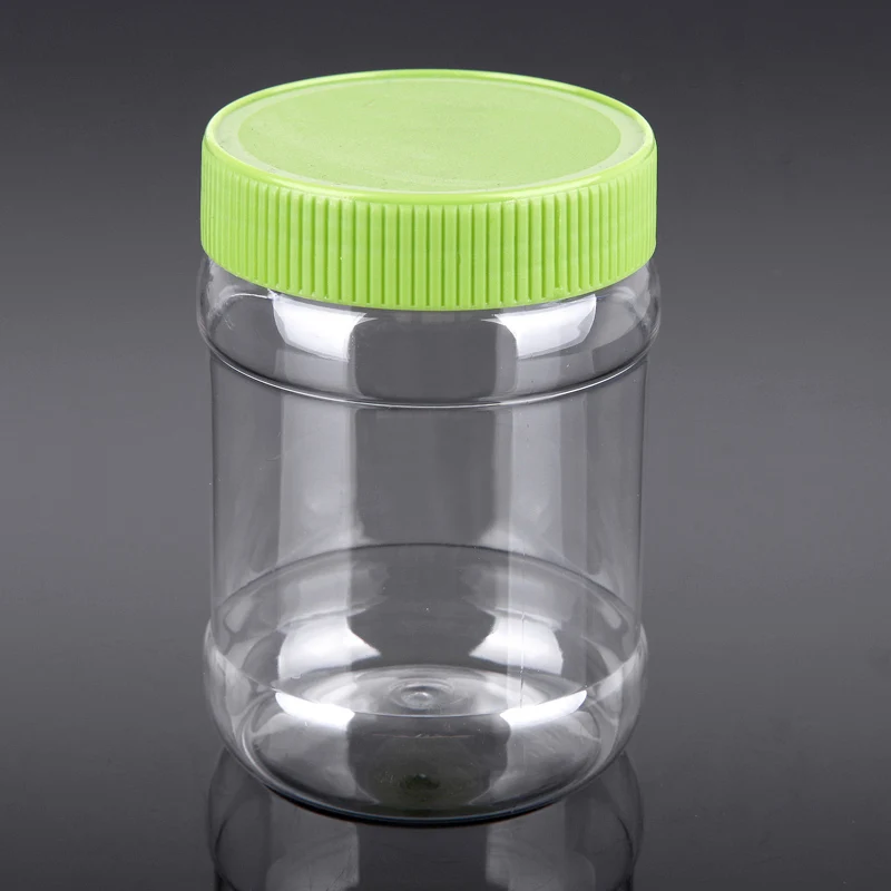 Custom clear sealed PET honey plastic food storage jar with lid
