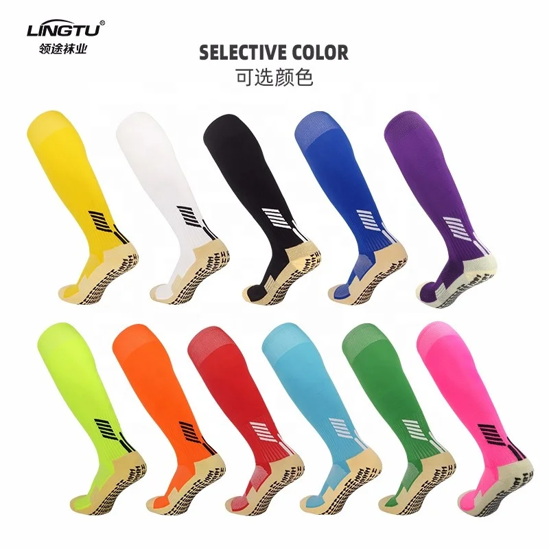 LINGTU custom non slip sole professional football socks for adults