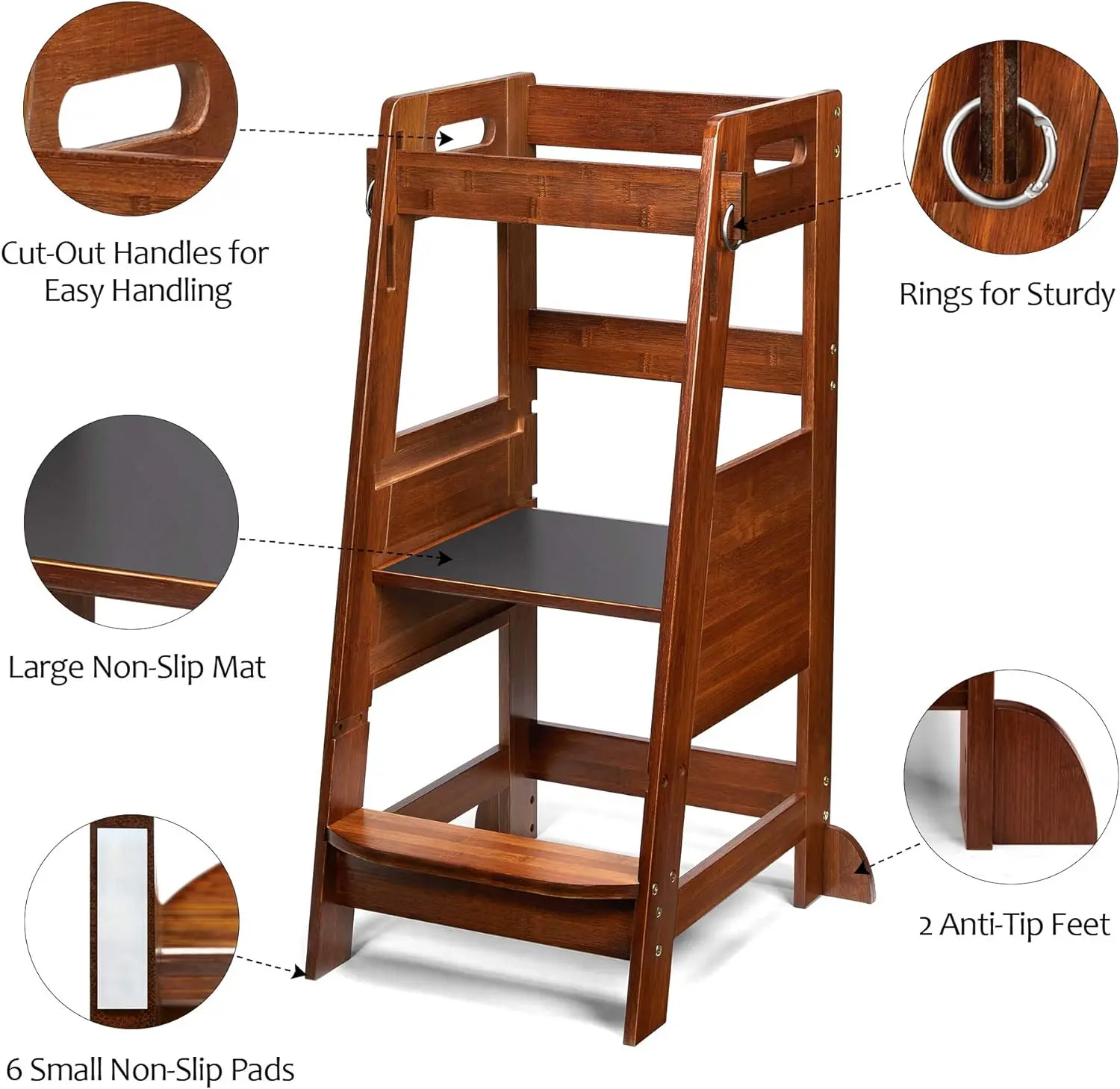 Kitchen Step Stool for Kids Wooden Toddler Standing Tower for Kitchen Counter