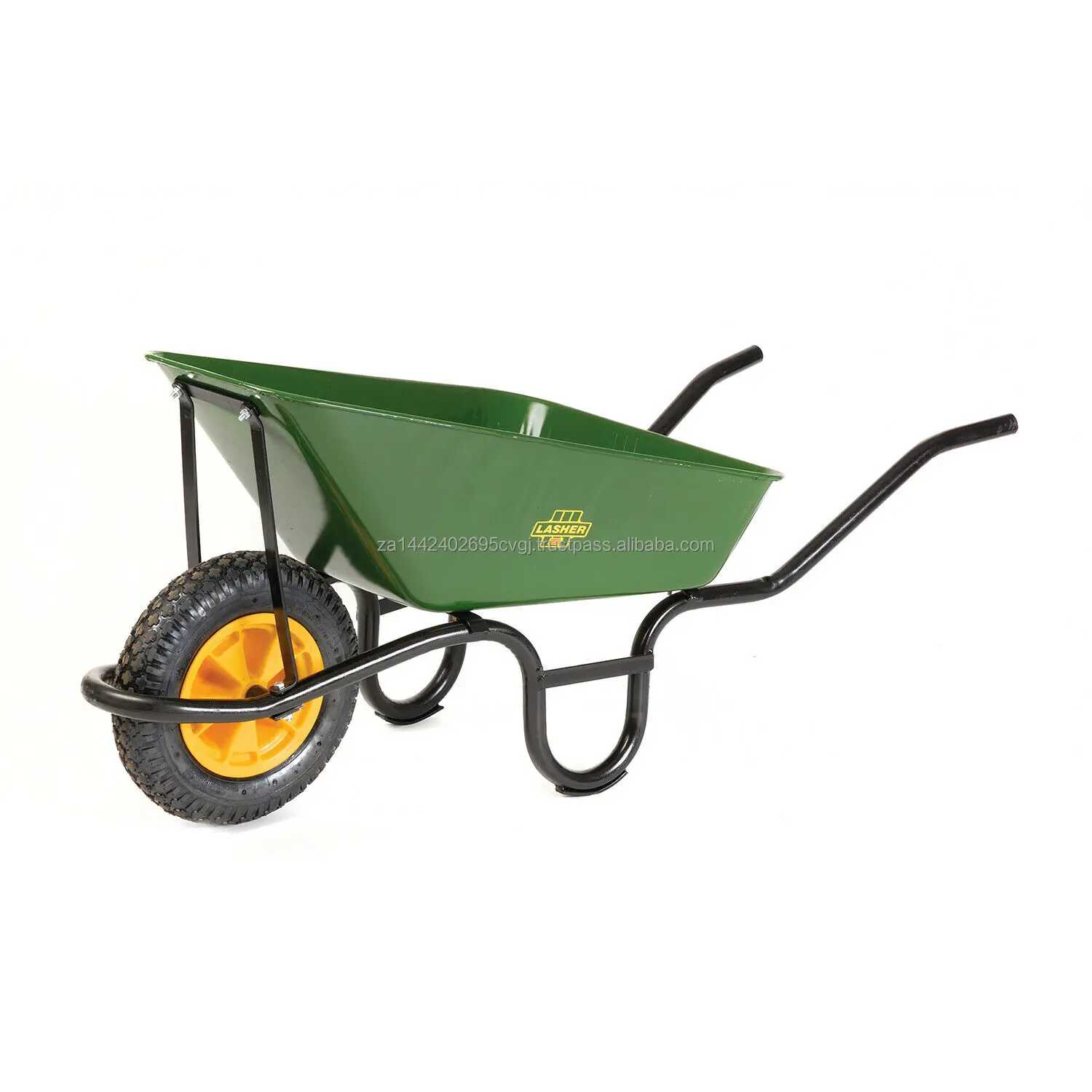 Lasher Builders Construction Building Black Frame & Pneumatic Wheel Wheelbarrow