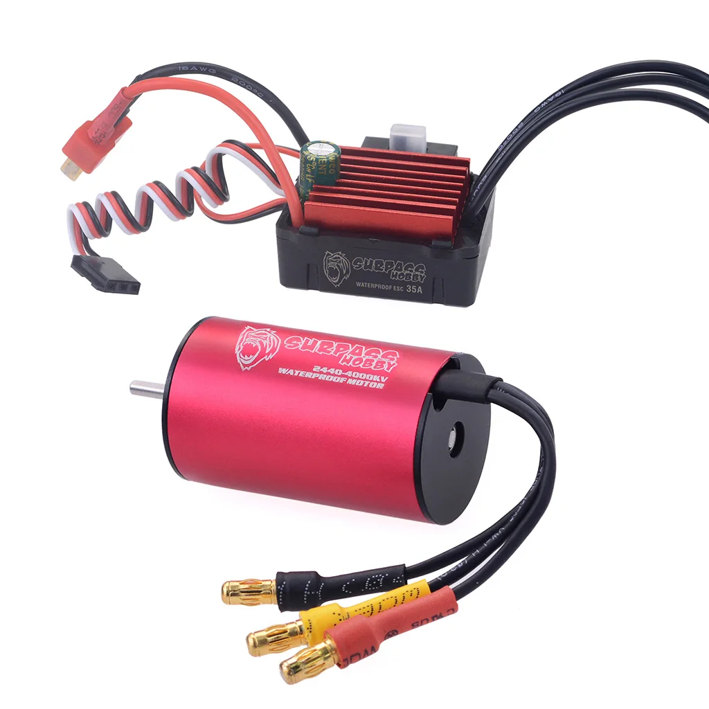 SURPASS KK Waterproof System 2440 Brushless Motor W/ 35A ESC for 1/16 1/18 HSP Tamiya Axial RC Cars Model