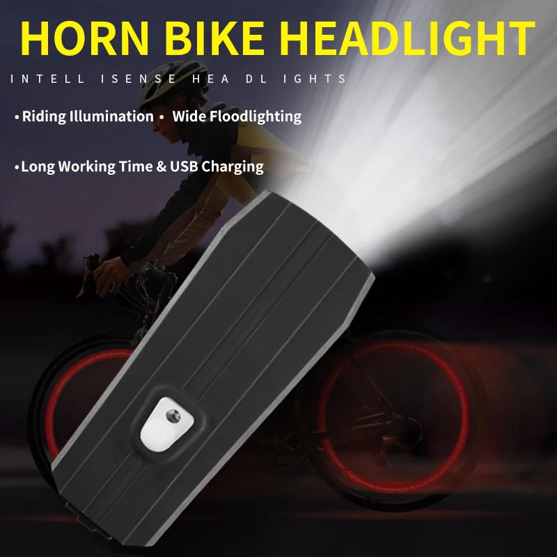 Bike Front Light USB Charger Waterproof Rechargeable Bike Horn Light 300 Lumens Bicycle Light For Camping