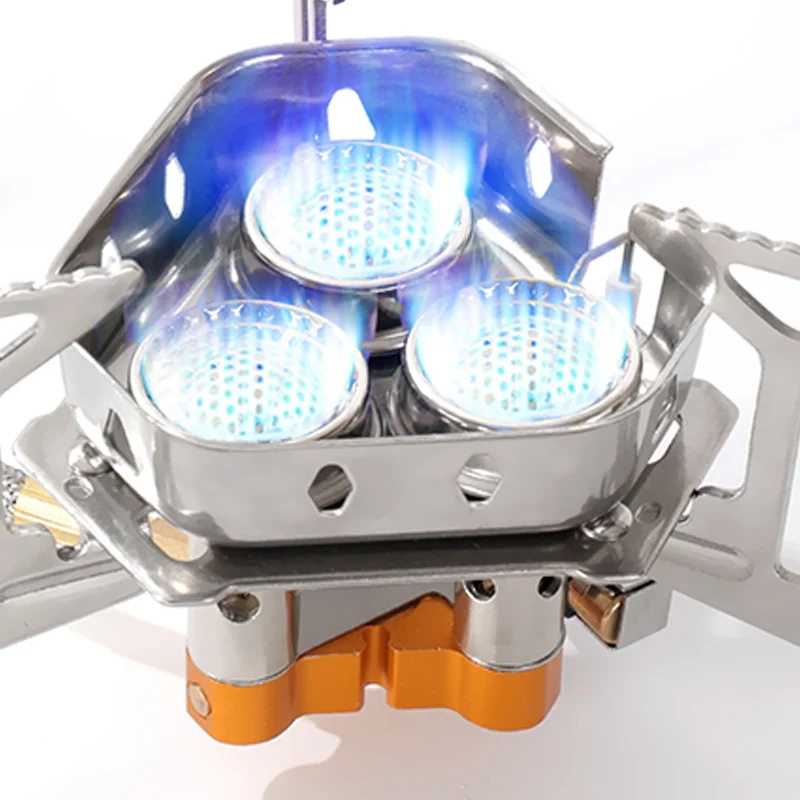 Черная нержавеющая сталь ветростойкая портативная горелка газовая походная плита для приготовления пищи на открытом воздухе в помещении многофункциональная