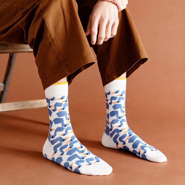 Hosiery Manufacturer Wholesale Casual Cotton Men Happy Cartoon Various Animal Patterned Socks