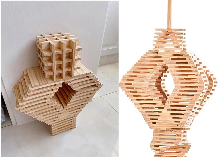 Small Size Unisex Timber Tower Wood Block Stacking DIY Toy Educational Toy with Box