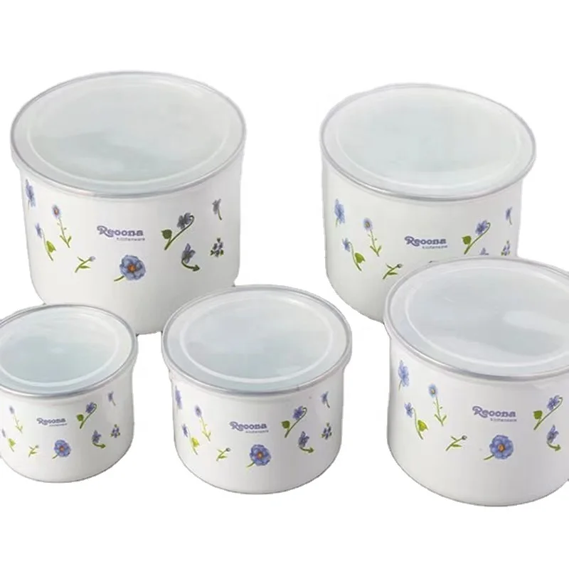 Эмалированная миска для сохранения свежести, набор из пяти предметов, многофункциональная Салатница, холодильник, Морозильная коробка