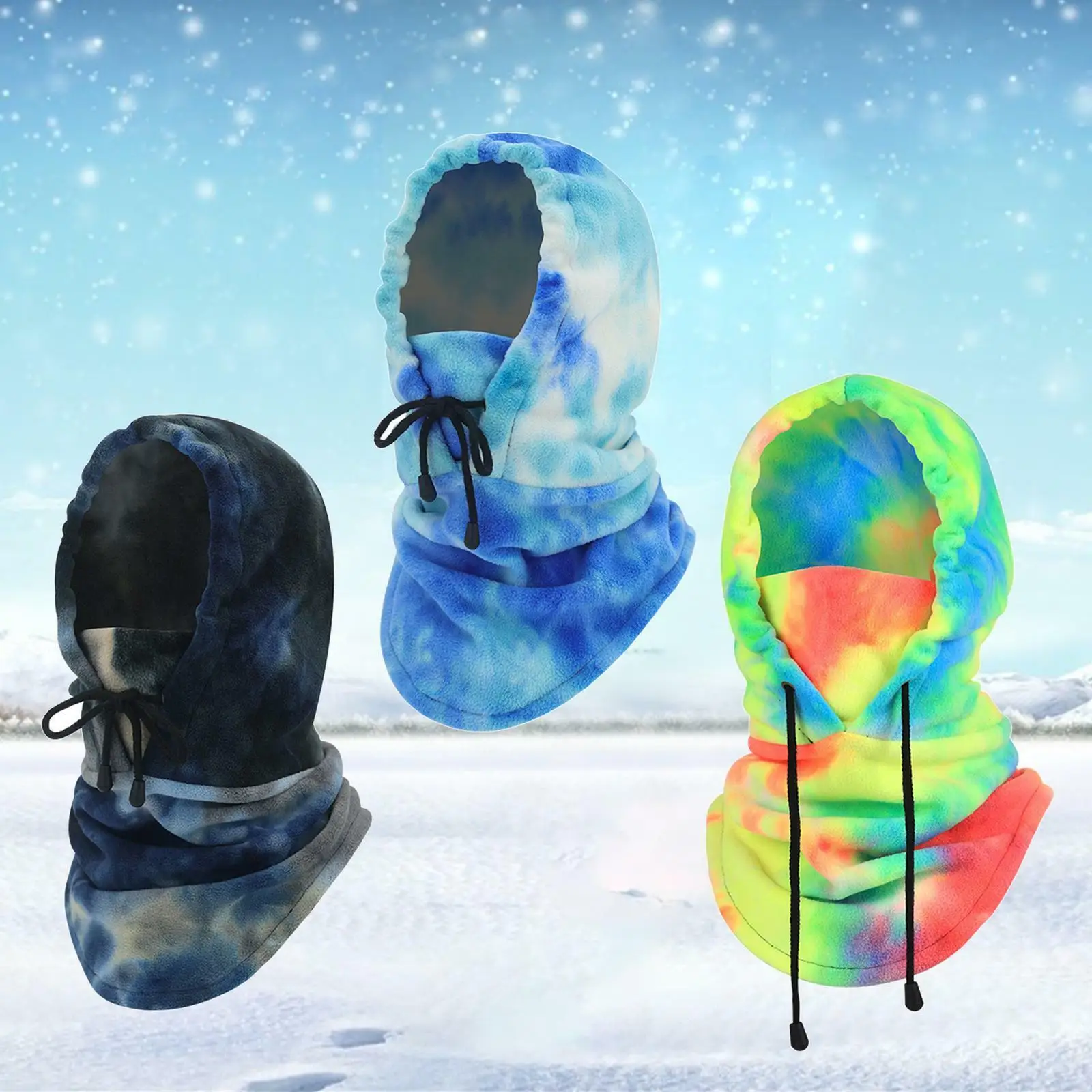 Motorbike Balaclava Bike Ski Outdoor Sport Mask tie dye Helmet Full Face Neck Cover with string