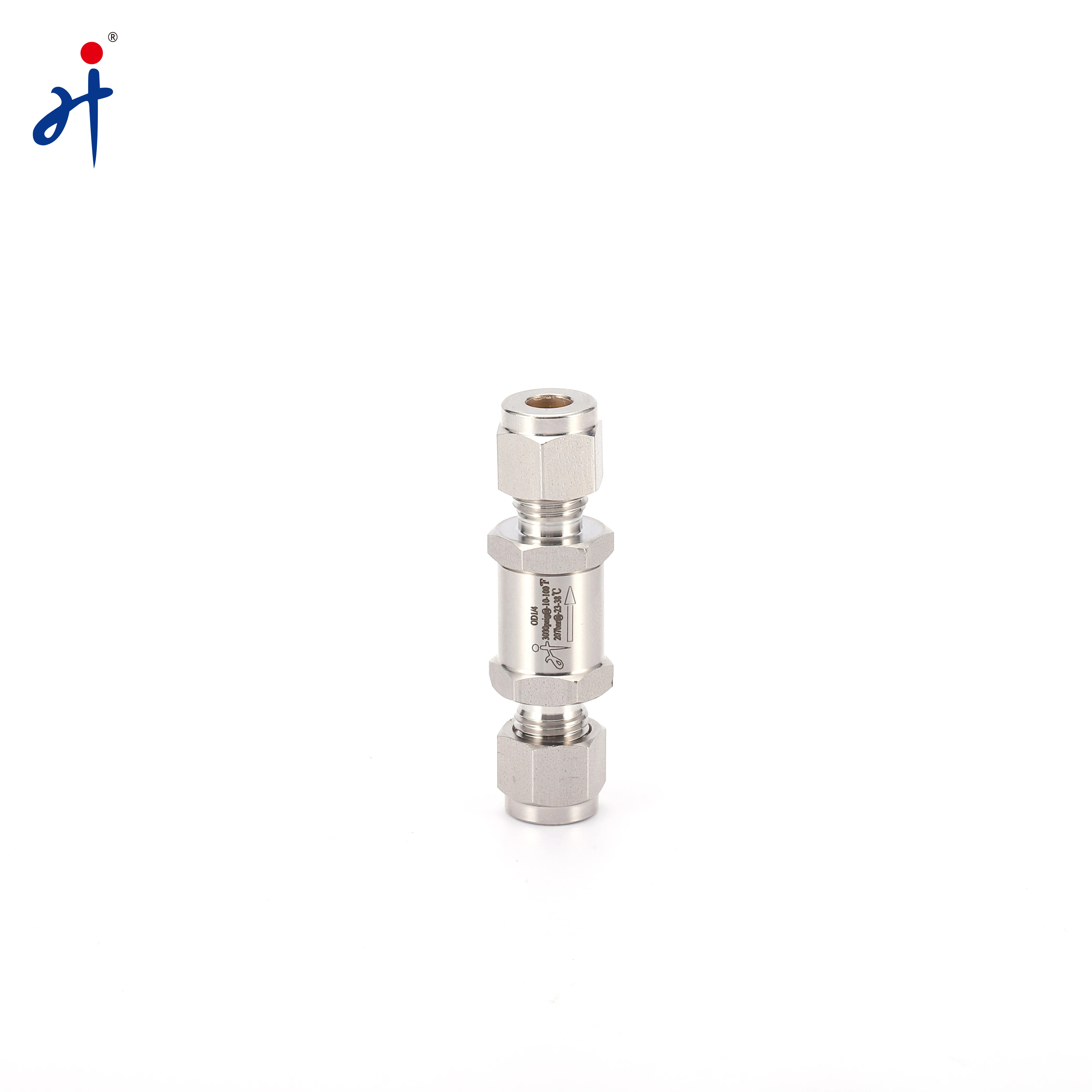 High Pressure 3000 Psi Inline Instrumentation Filter 1/4inch NPT Double Ferrule Tube End Check Valve