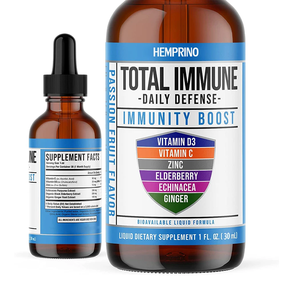 Support Immune Boost System Liquid Drops Tincture Edroplet With Vitamin D3 & C Elderberry Zinc Dietary Supplement