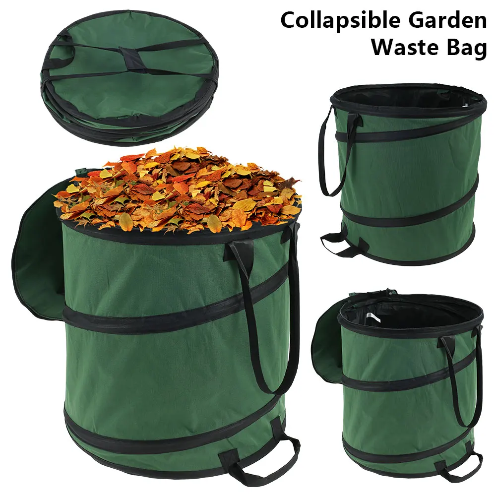 Custom Collapsible 30 Gallon Canvas Garden Waste Bag Pop up Reusable Yard Leaf Bag Holder