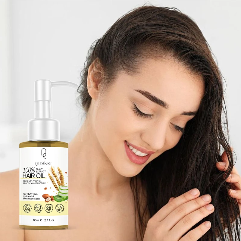 Qquaker Custom Moroccan Argan Oil Organic Hair Oil Serum Long Hair Growth Oil Private Label For Afro Hair