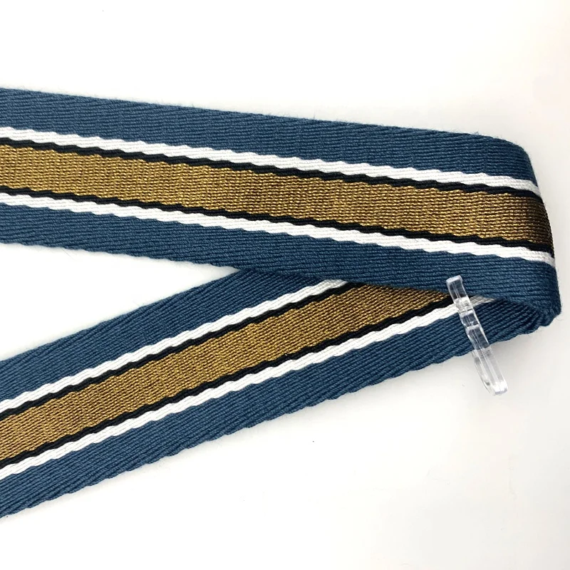 gold metallic mix cotton webbing 1.5 inch 2.8mm thickness for bag straps