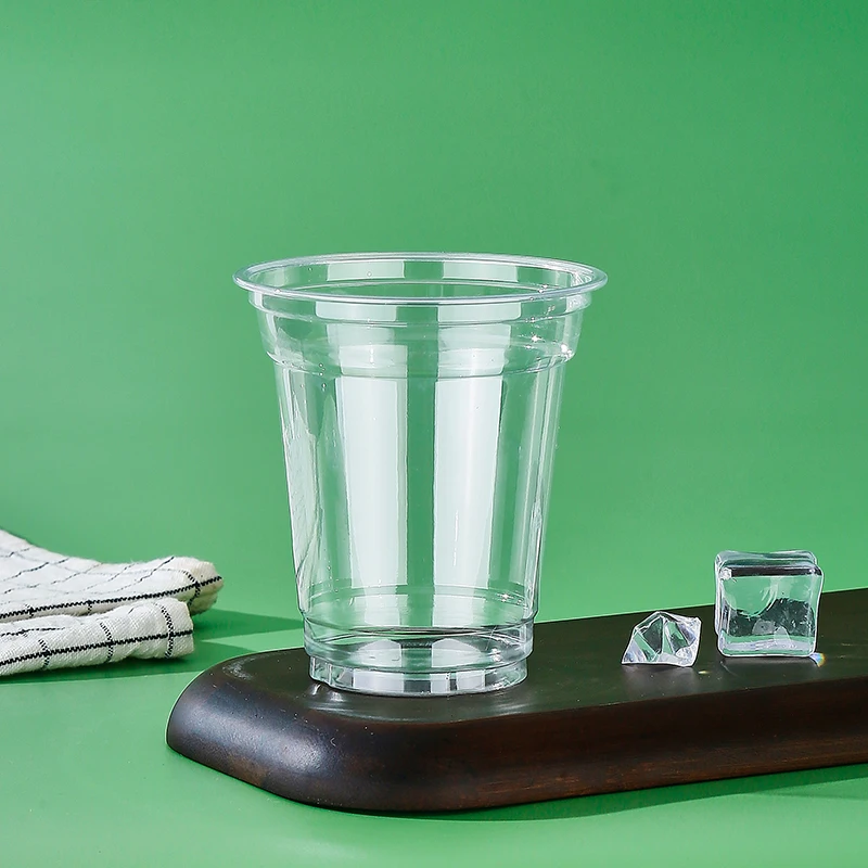 95mm New Arrival Recyclable PET Plastic Ice Coffee Cup For Fruit 16oz RPET Plastic Drink Cup With Lid