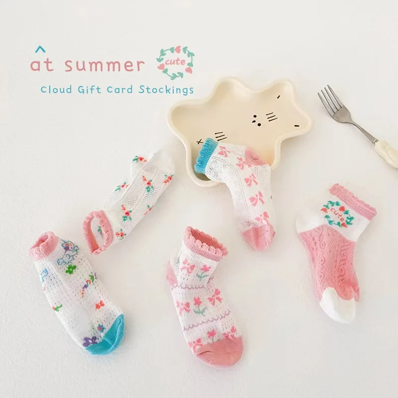 summer unique cute socks cartoon kids socks puppy cotton thin children wholesale kids socks 5 pairs/set