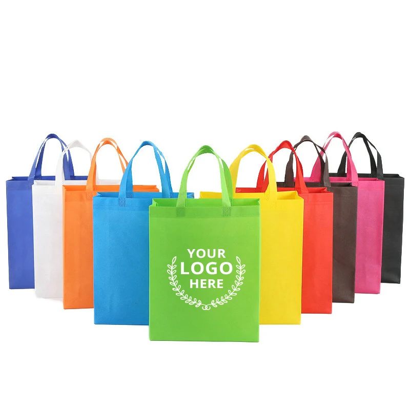 Custom Logo Printed Recycle Ultrasonic Grocery Tote Fabric PP Nonwoven Non Woven Shopping Bag