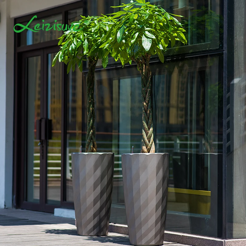 Mid Century Modern outdoor indoor large size plastic office maceta commercial flower pots with self watering system
