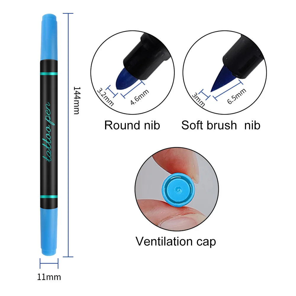 For Kids Waterproof Skin Private Label Permenite Maker Temporary Color Permanent Safe Non Toxic Double Tattoo Marker Pen