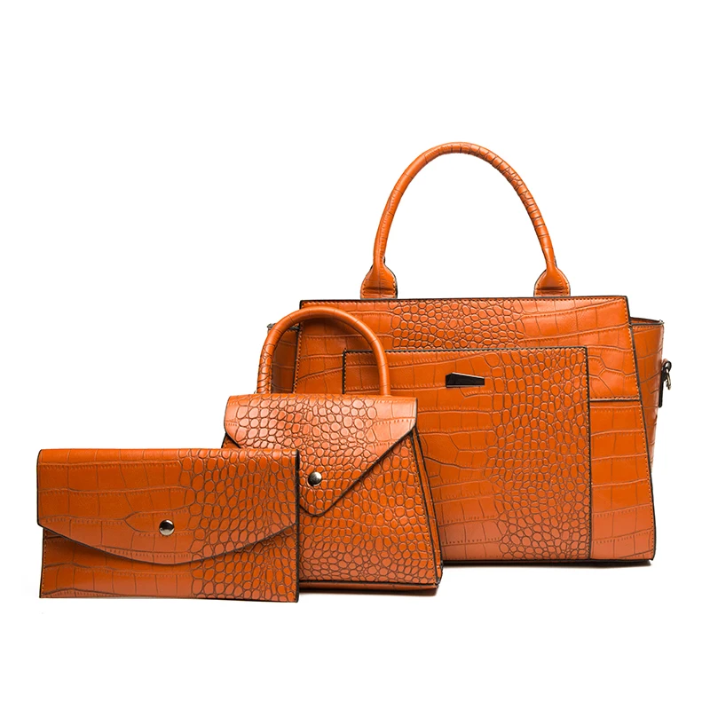 Fashion Hot selling designer hand bag lady large handbag set tote pu leather bags women handbag wholesale