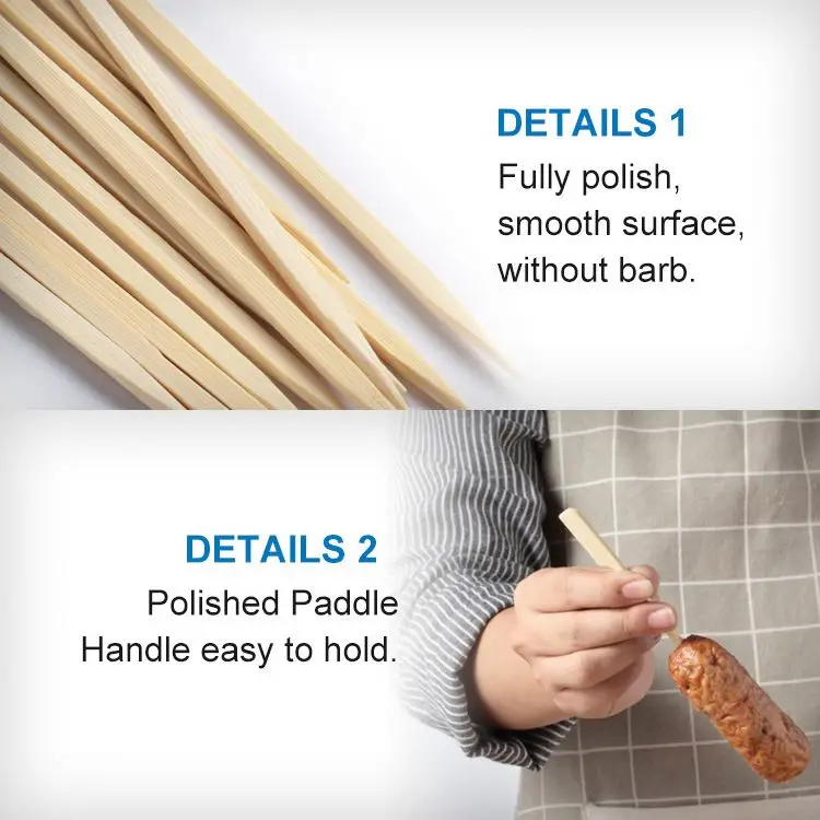 Custom Printed Bbq Chicken Meat Large Kofta Kabab 2Mm Bamboo Skewer