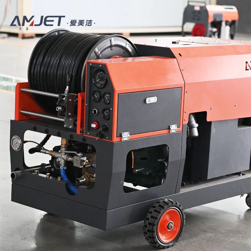 AMJET Unparalleled 150bar 115lpm Wireless start diesel pressure washer drain pipe cleaning machine sewer jetter machine waterjet
