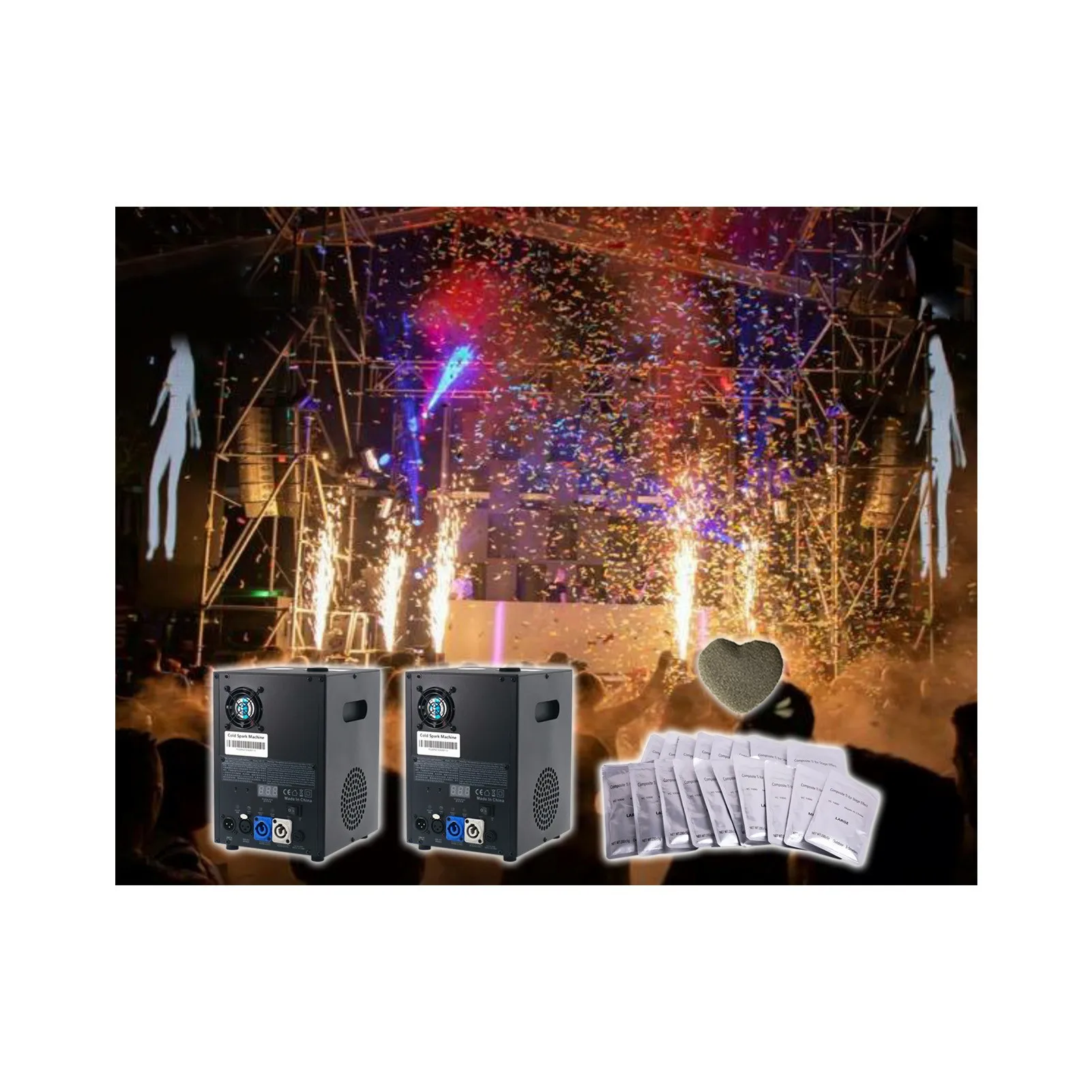 Surprise Price Christmas 600 Watt White Spark Fountain Machine Cold Set Fireworks Movable Dmx