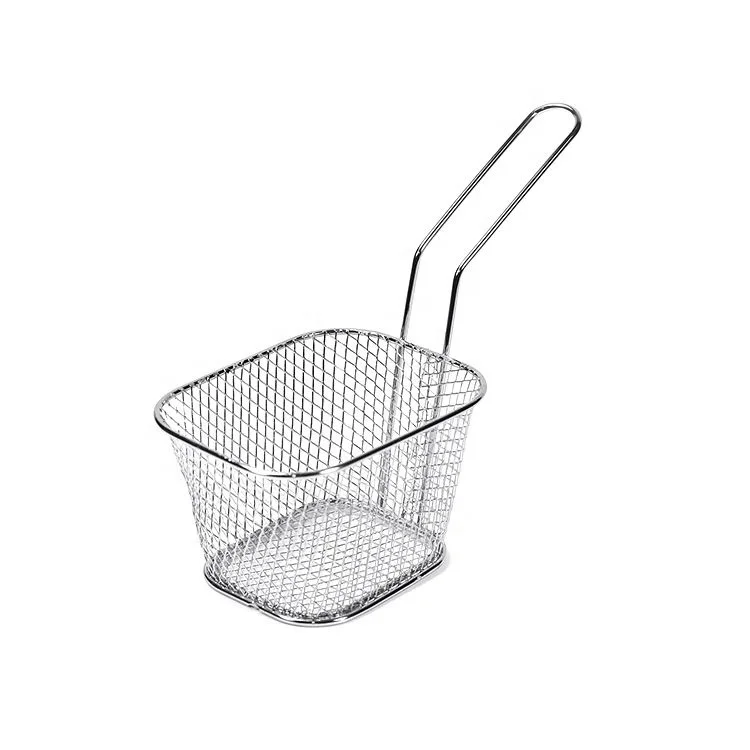 Kitchen Restaurant Party Barbecue Mini French Fries Stainless Steel Square Fried Mesh Food Filter Fryer Basket Suitable
