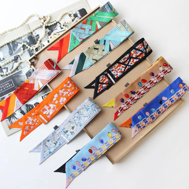 100% шелковый шарф для волос Модный женский шарф-сумка шелковые