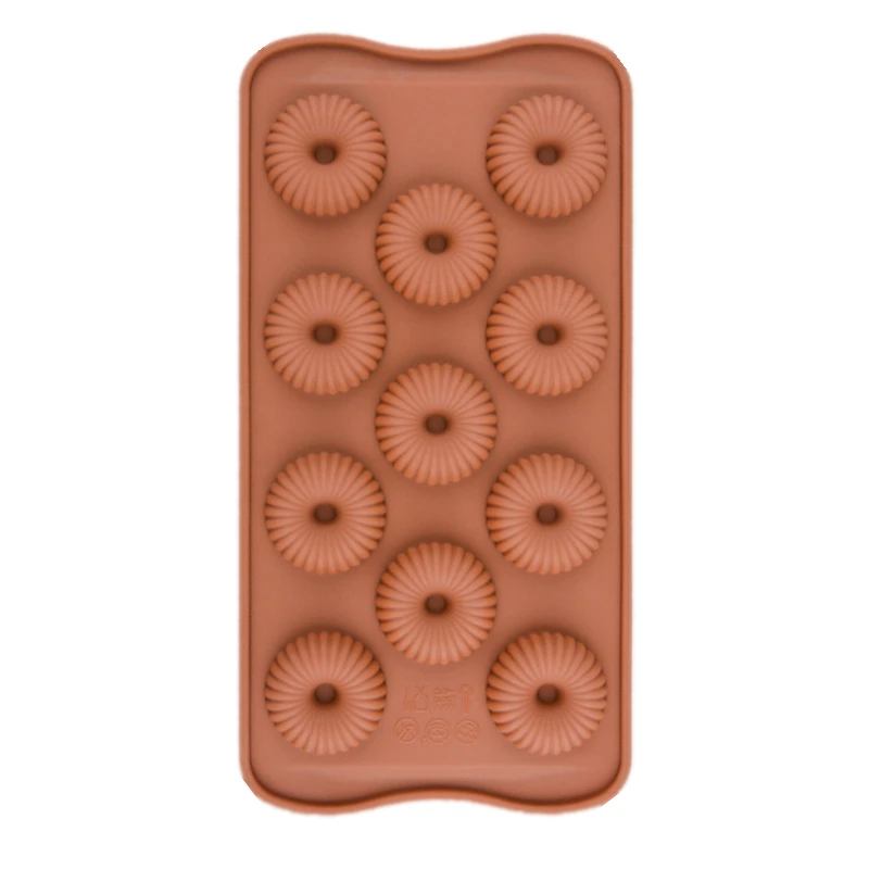 Unique 11 Cavity Round Donuts Mould Diy Handmade Chocolate Silicon Mold Fudge snap bar mould Bakeware