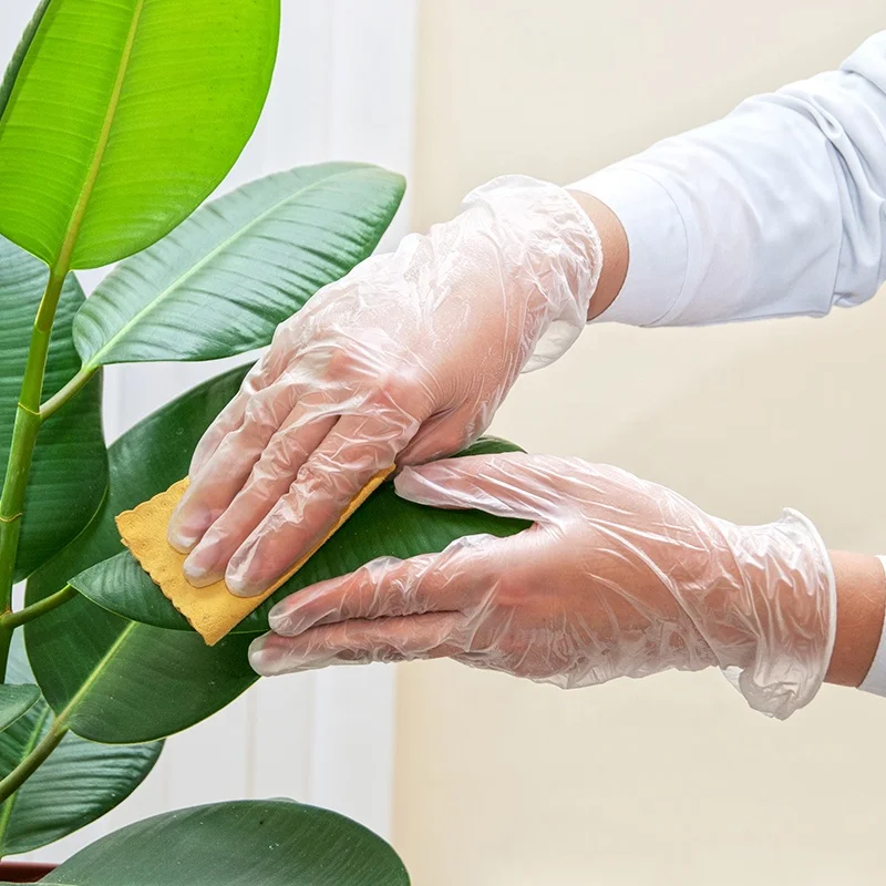 Custom PVC Work Gloves Latex Free 100 PCS Box Household Gloves Waterproof Black Powder Free Disposable Vinyl Gloves for Cleaning