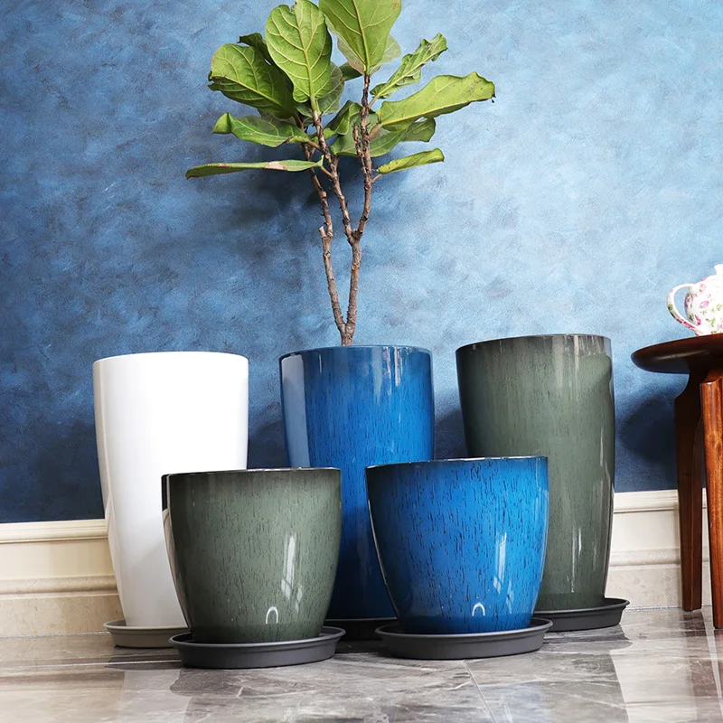 Round wholesales Garden Home Decoration tall  Plant Flower Pots Flower planter garden pot indoor planter plastic flowerpots