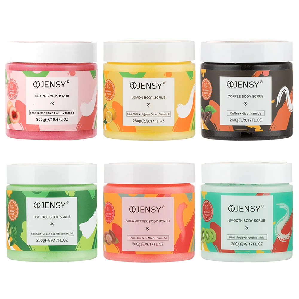 Private label foaming salt exfoliating natural sugar scrub body care whitening body wash organic lemon shea butter body scrub