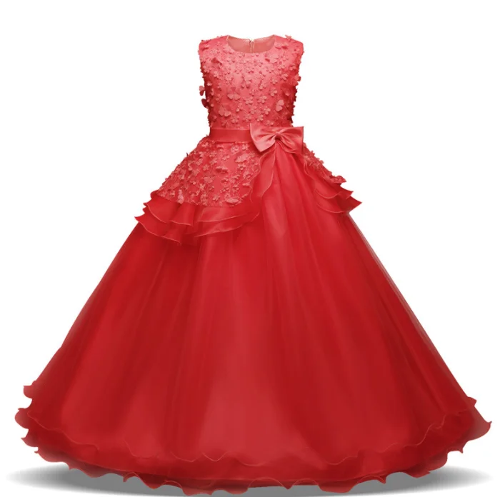 Детское вечернее платье, кружевное платье принцессы для выступления на сцене, 8 цветов, 2020