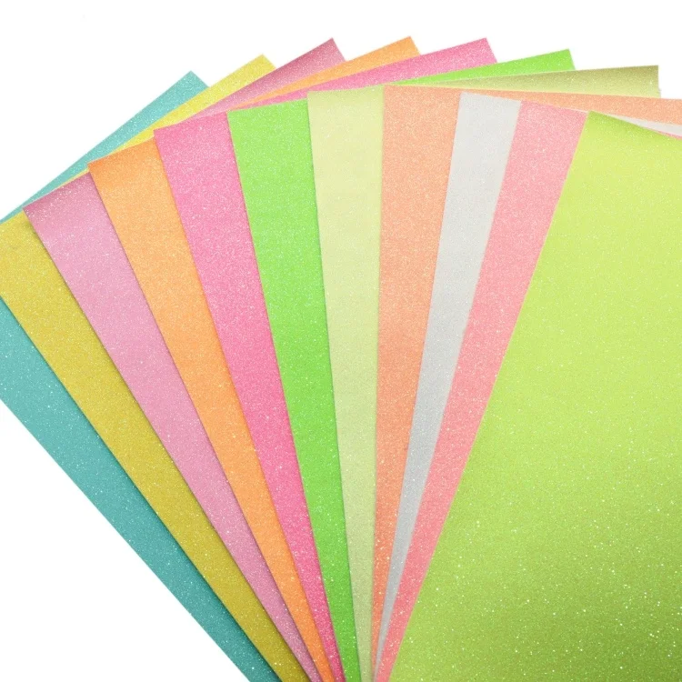 Glow in the Dark Faux Leather Sheets Solid Color Fine Glitter Synthetic Leather Fabric for DIY Bows 19794