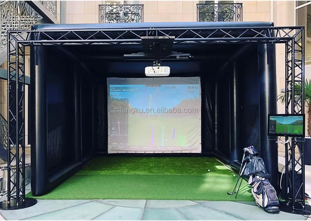 Custom Inflatable Golf Simulator Training Cage Tent Golf Simulator Enclosure with Projection Screen