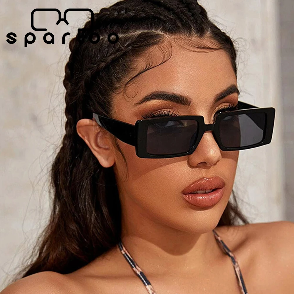 Sparloo 1241 Free Sample Print Your Logo Cheap Rectangle Square Plastic Womans Sunglasses 2022