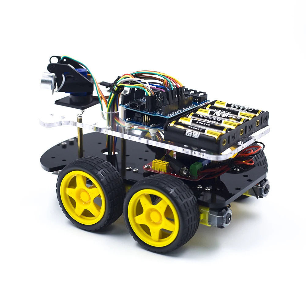 Robot Car Kit Multi-Functional 4WD Robot Car Chassis Kits Point Robot Car Kit TUTORIAL Compatible With Arduino IDE