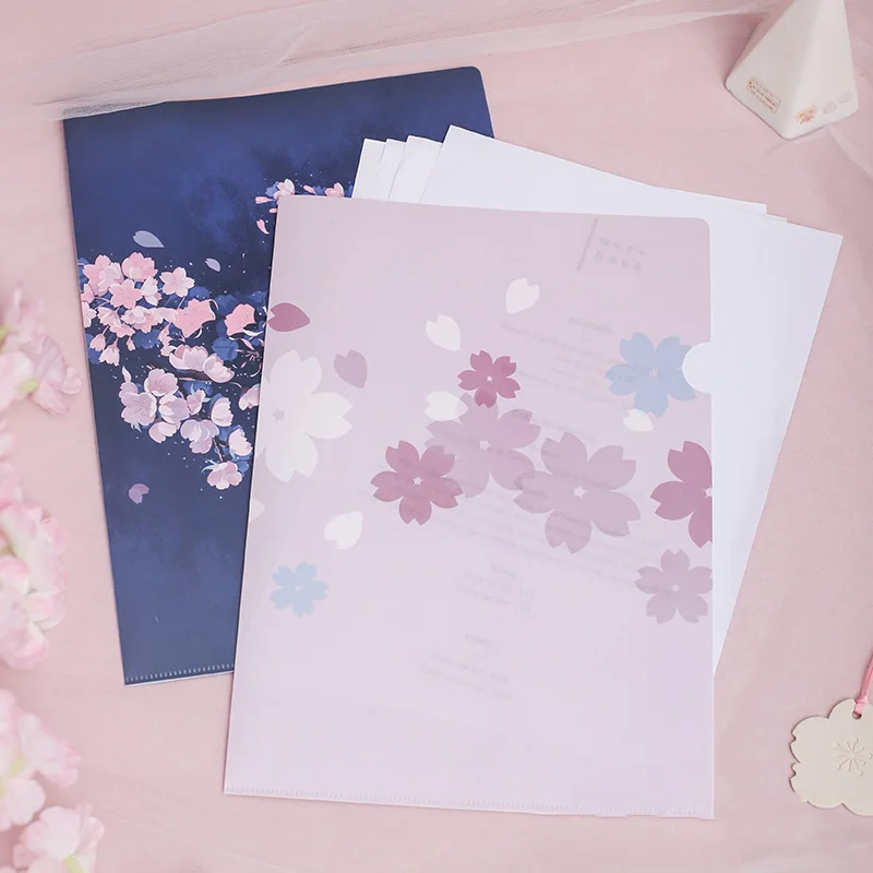 Decorative Plastic Sheet Protector Printed Document Holder Creative Office School L Shape Plastic File Folder Holder