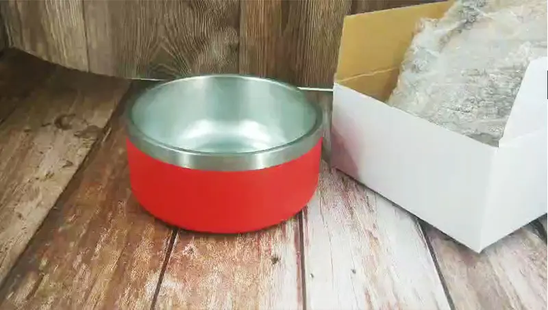  Лидер продаж Amazon миска для корма собак с двойными стенками кормления домашних животных из нержавеющей стали нескользящая мощным покрытием 9 цветов в