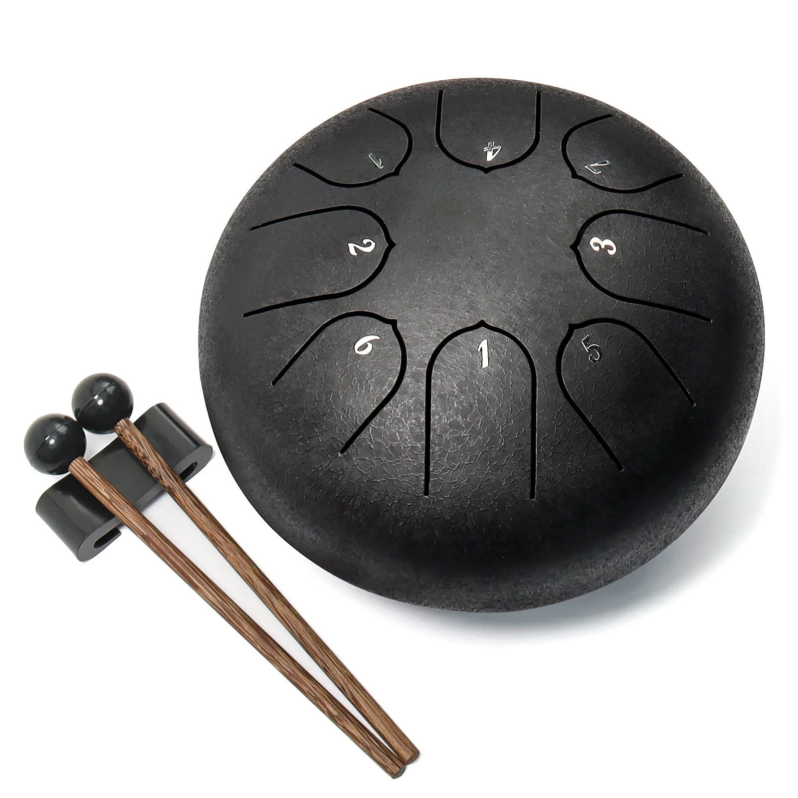 Steel Tongue Drum 6 Inch 8 Note Percussion Instrument Lotus Drum used for musical education gifts yoga meditation(Obsidian patt)
