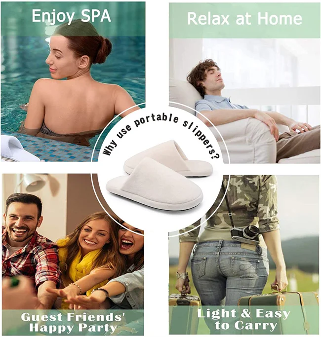 Custom Logo White Spa Shoes Hotel Travel Washable Luxury Spa Slippers