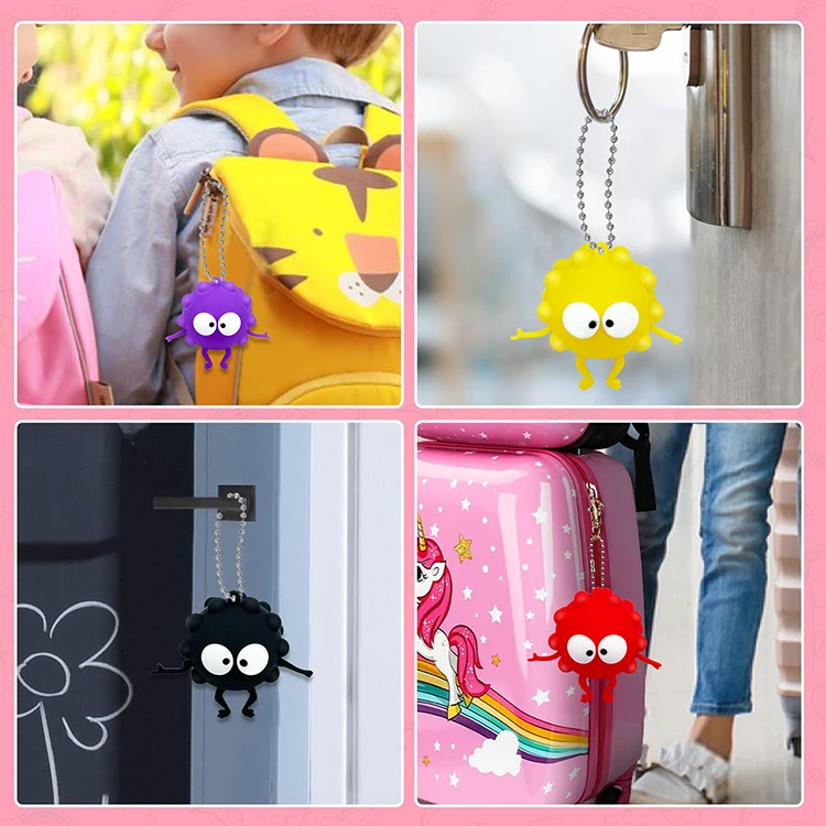 New Design Fidget Toys Silicone 3D Decompression Ball Kid Stress Relief Push Bubble Keychain Squeeze Toy
