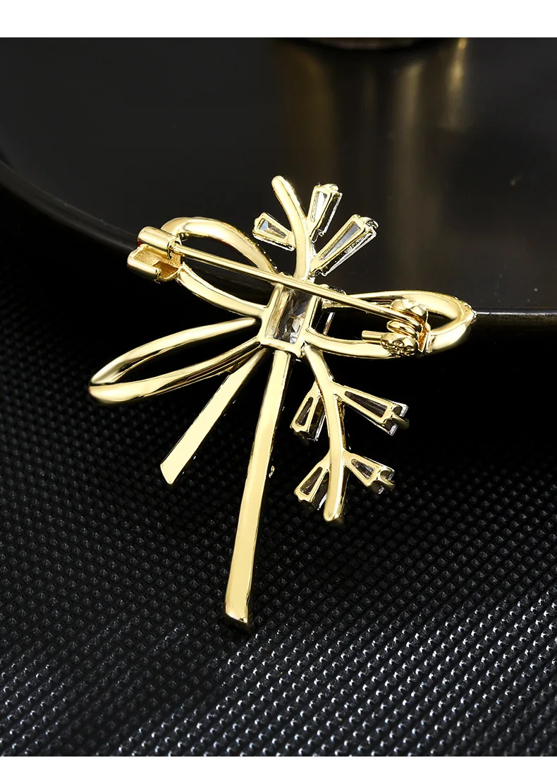 luxury fashion fine jewelry 925 Sterling silver 18K Real Gold Plated Zircon Bow Ribbon brooches for women