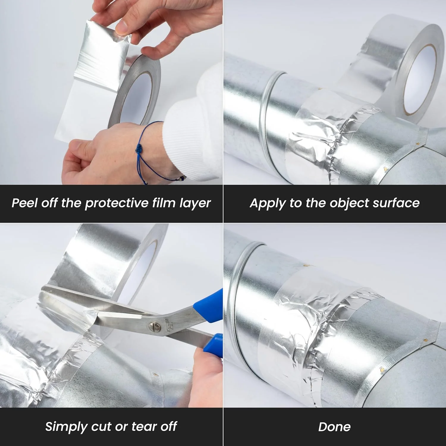 Heavy Duty Metal Insulation Aluminum Foil Ductwork Tape,Waterproof Dryer Leak Repair HVAC Tape