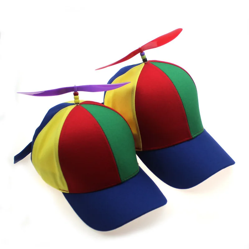 Custom Oem Multi-Color Propeller Helicopter Creative Baseball Cap Hat With Removable Bamboo Dragonfly For Kids Snapback Hats