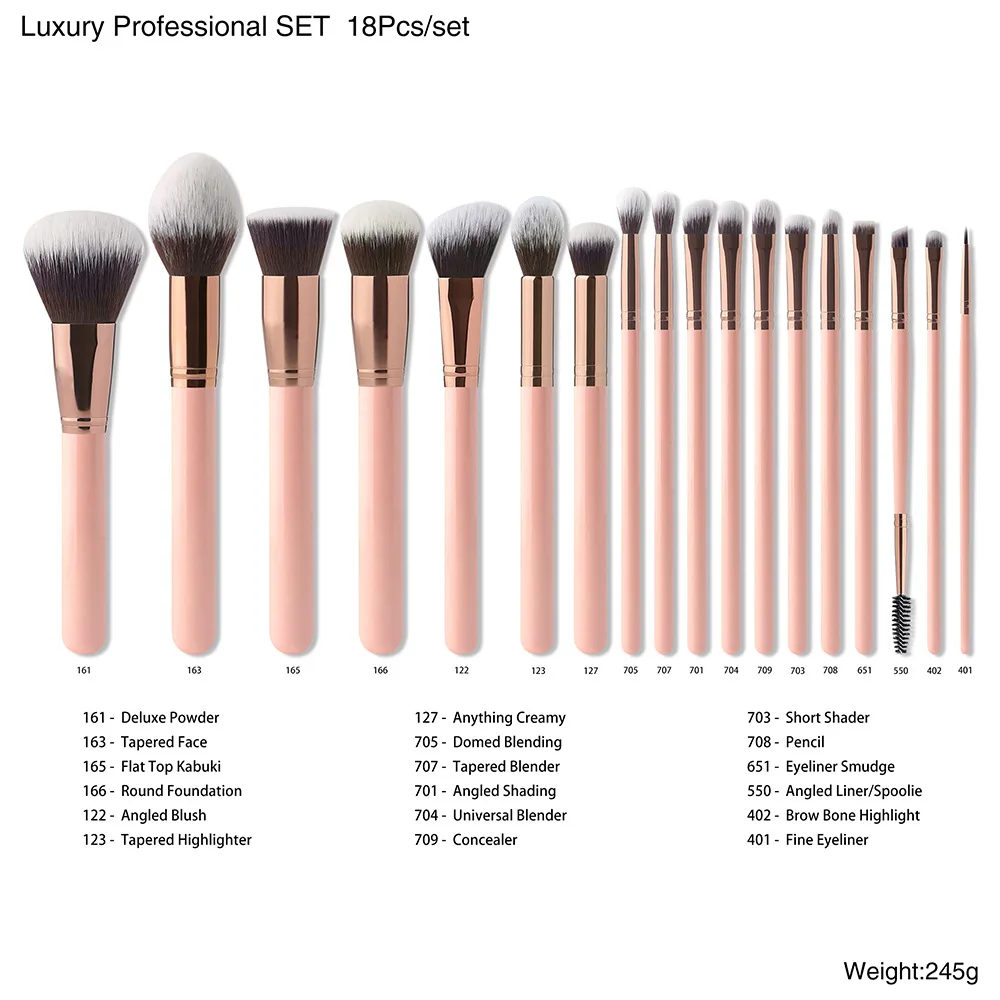 25 Years Manufacturer -Zhengyi Industry OEM/ODM Premium Professional Brushes Makeup 18pcs Cute Makeup Brushes with Case