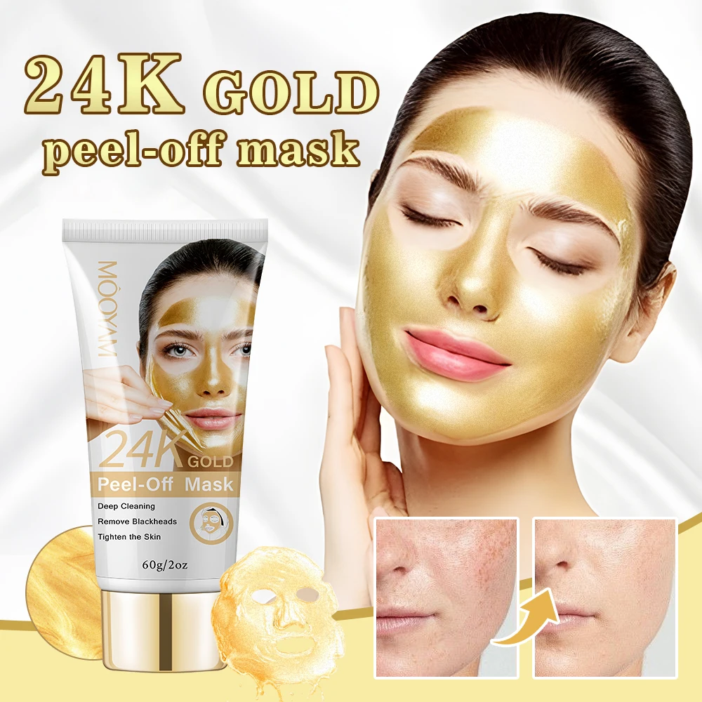 Wholesale Natural Anti Aging Whitening Organic 24k Gold Mask Collagen Peeling Peel off Clay Skin Care Gold Facial Mask