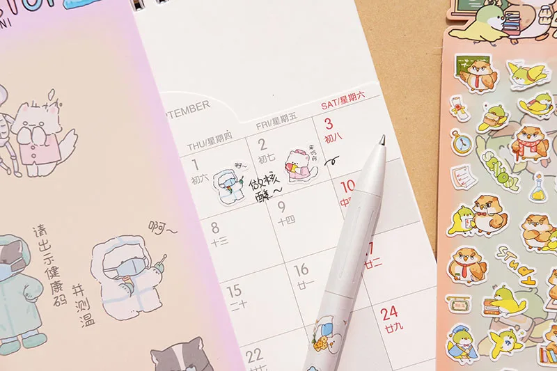 Nekoni Stickers Journal Diary Planner Decals Stickers Labrador Owl Lion Frog Animal Decals Music School Camping Theme Stickers 